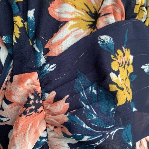 Lulu's Floral Midi Dress in Navy and Pink - Picture 11 of 16